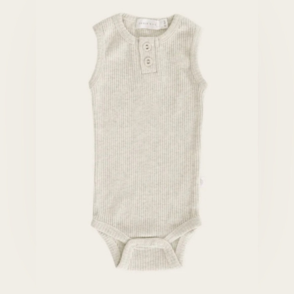 Jamie Kay Tank Bodysuit, Oatmeal Melange (12-18 months)